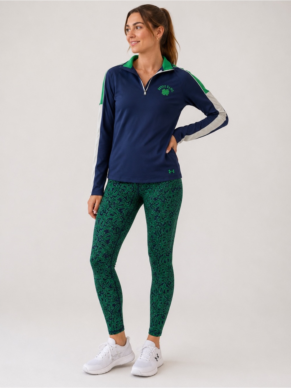 Under Armour Notre Dame‎ Fighting Irish Quarter Zip Pullover & Leggings Set XS